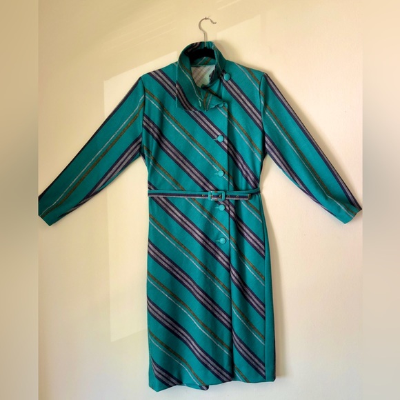 (Size 4-6) 1960s French Wool Day Dress w/ Pockets - Picture 11 of 14